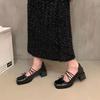 French black bow Mary Jane shoes women's 2025 early autumn new retro versatile thick heel square head temperament single shoes