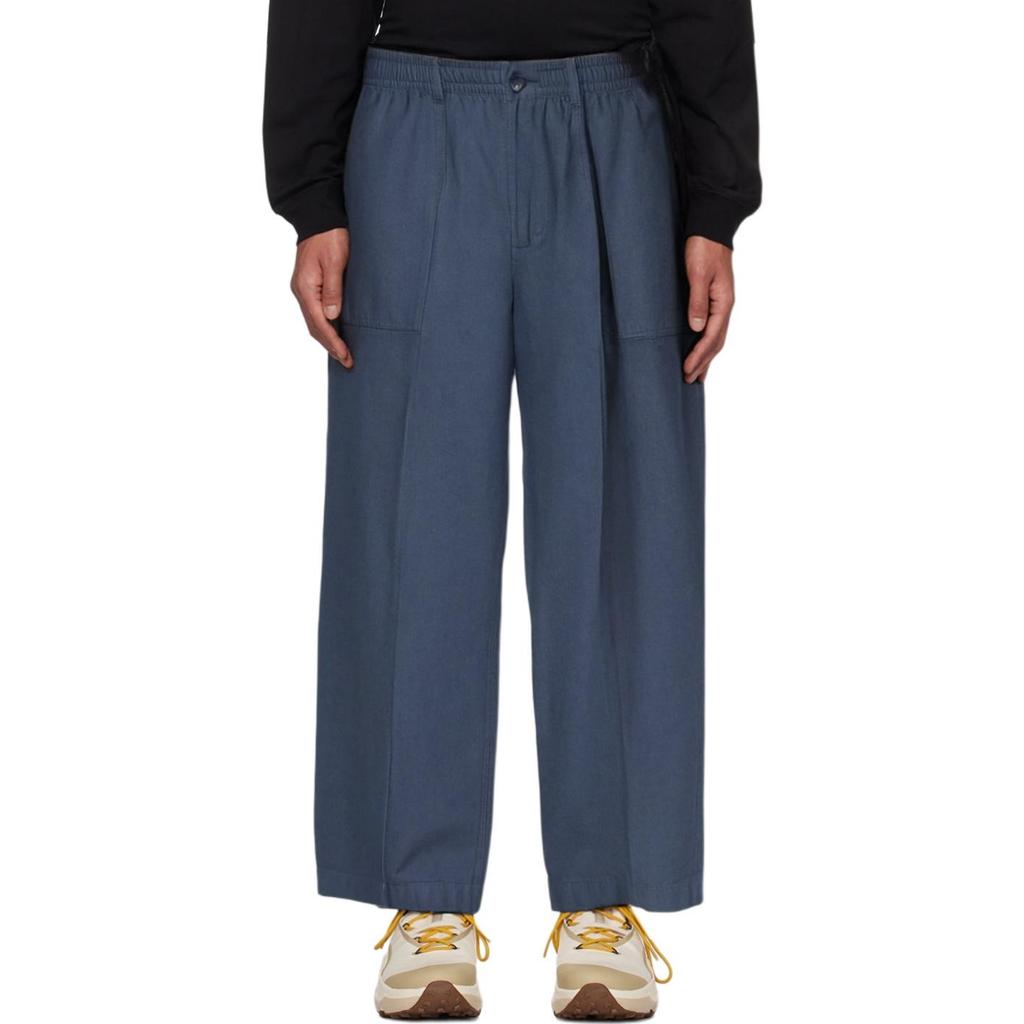 Uniqlo X Jw Anderson Stylish Simple Solid Mid-Rise Casual Pants Men Bottoms Dark-Blue 463977-68