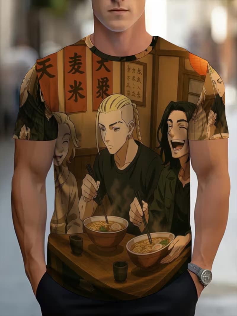 

Men s Retro 3D Graphic Print T-Shirt - Perfect for Daily Wear and Vacation S