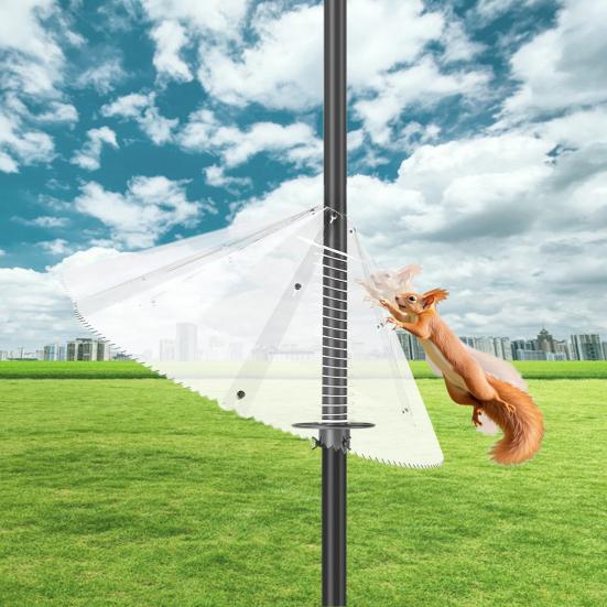 Squirrel Proof Baffle for Bird Feeder Pole Squirrel Baffle with Stainless Steel Spring Squirrel Barrier Guard On Bird Feeder Pole for Garden Patio