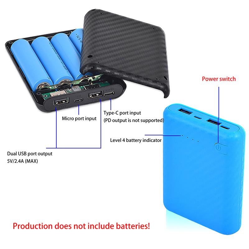 4 Schlitze 18650 Batteriebox Gehäuse DIY Power Set Material Mini Lötloser Netzteilgehäuse Für Zuhause Unterwegs Und Andere Anlässe