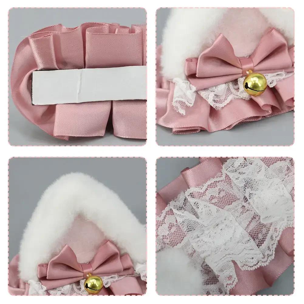 Motorcycle Helmet Lace ribbon Decorations For Motocross Full Face Off Road Helmet Sticker Cute Soft Plush Ears Decorations