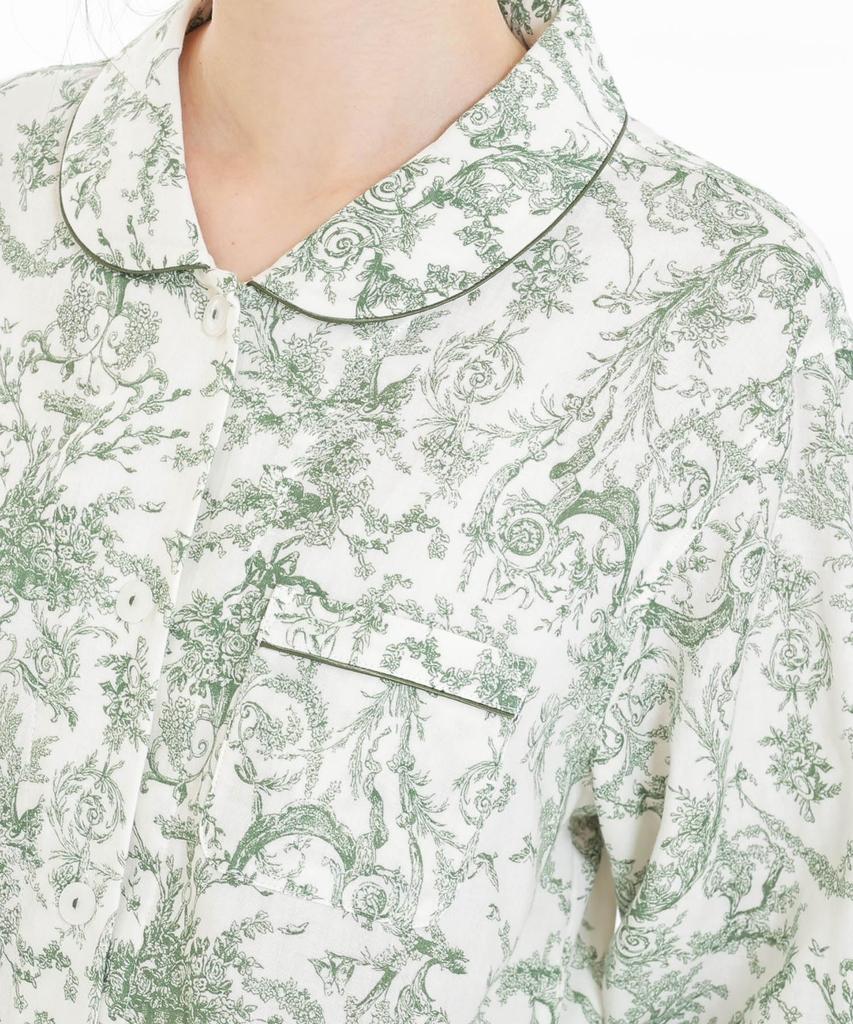 Narue Cotton Double Gauze Toile De Jouy Shirt Pajama Set Women's