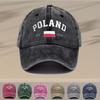 Unisex Vintage Gewaschene Baseballkappe Verstellbar Atmungsaktiv Trucker-Kappe mit Polen-Schriftzug Used-Look Leicht Cas