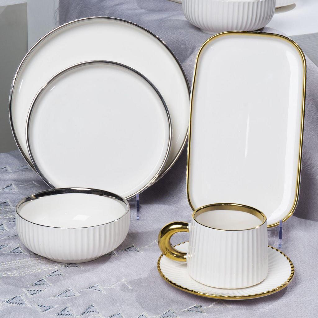 Set di Stoviglie in Ceramica Moderno Lusso 2024: Ciotole, Piatti e Bacchette - Perfetti per la Casa e Regali per l'inaugurazione della casa.