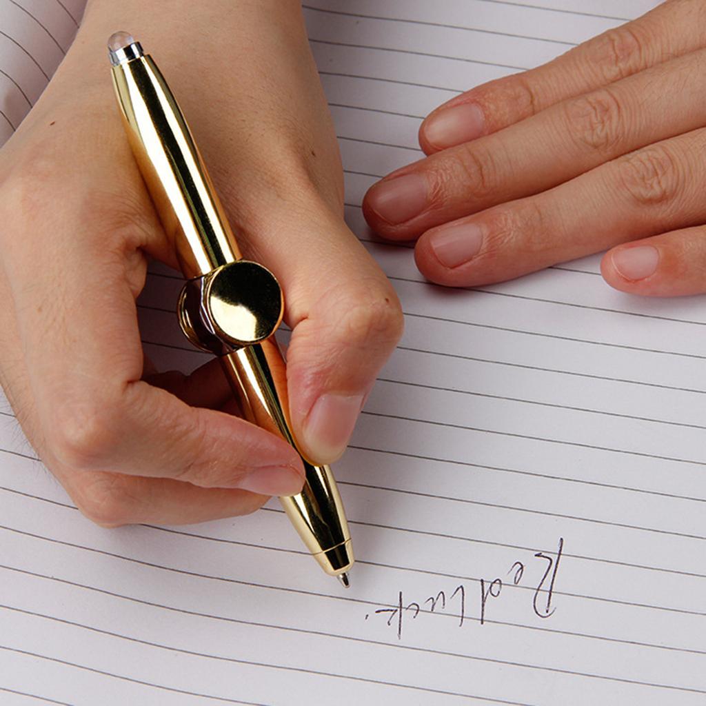 2Pcs Fidget Pen Spinner Pen with LED Light Metal Spinning Pen Ballpoint Pen Multifunctional Pen Anxiety Relief Pen