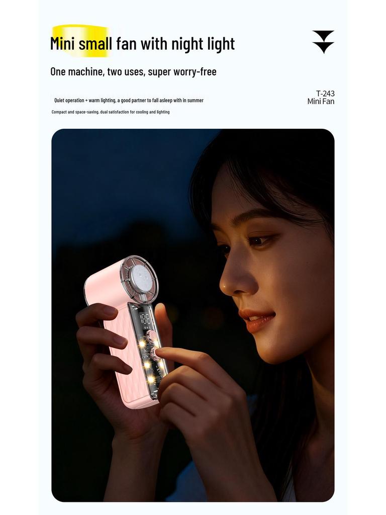 Portable USB Handheld Fan, T243 High-Speed Turbine Cooling, Compact Outdoor Ice Compress