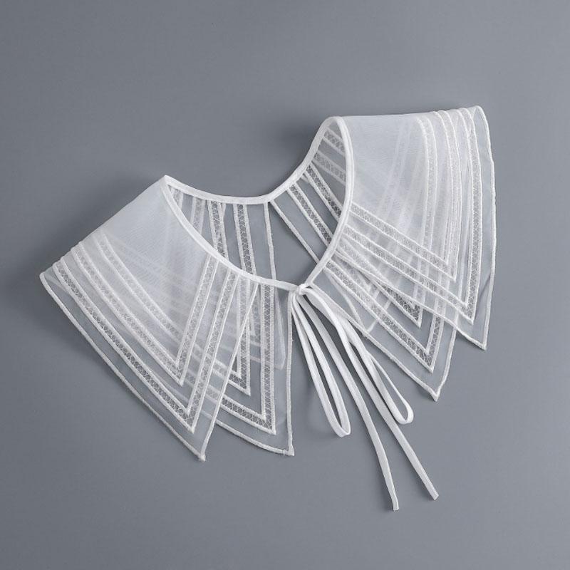 Removable Lace Doll Fake Collar Women Tie Ladies White Shawl Wrap Detachable Embroidered Lapel False Collar Clothes Accessory