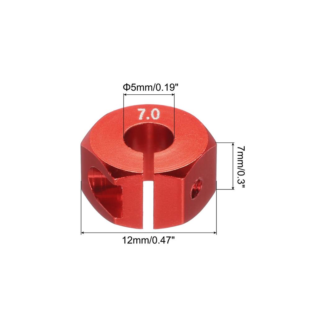 uxcell Wheel Hex Hub Drive Adapter, Red, with Screws and Pins, Aluminum Alloy, 12mm x 7mm Thick, for RC Car Upgrade Replacement Parts, 4 Pieces