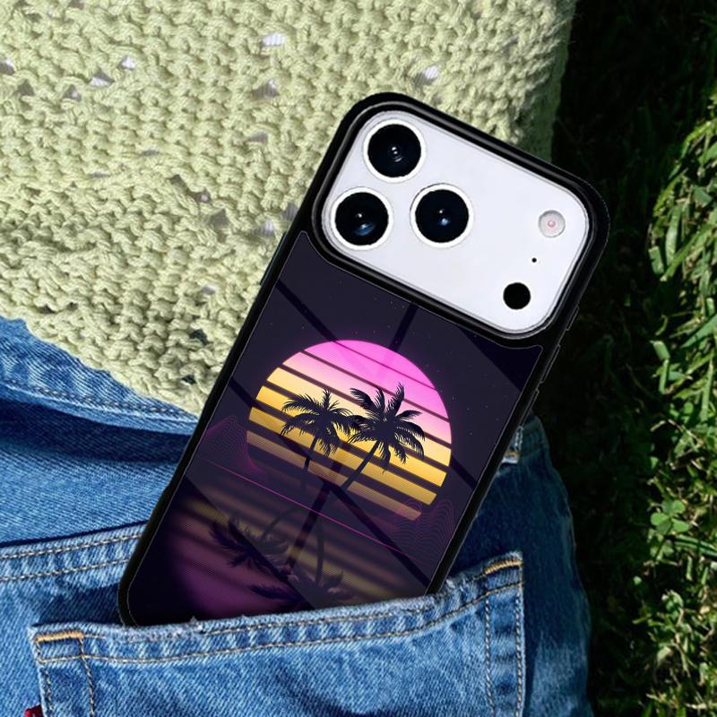 80s Retrowave Neon Palms Tree soft Phone Case Cover for IPhone 11 12 13 14 15 16e 17 Pro Max Coque for IPhone 17 Air