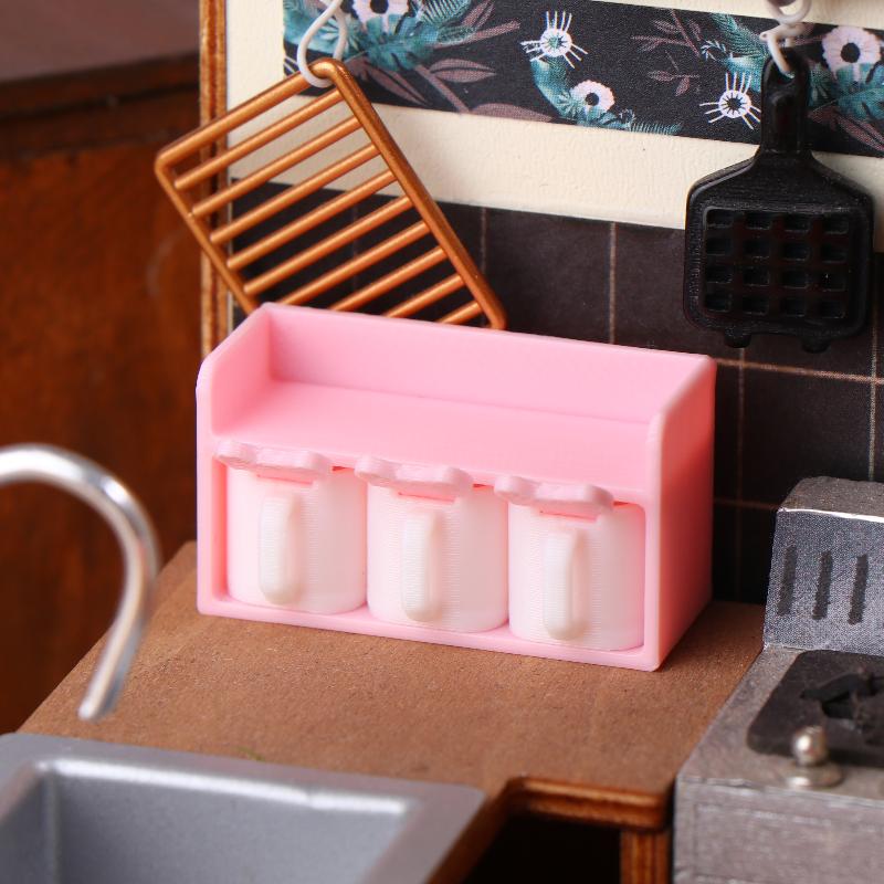 1/12 Dollhouse Mini Cartoon Seasoning Jar Model Kitchen Decoration Dolls House Scene Accessories Pretend Play Toys