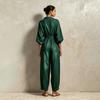 Women's Lapel Collar Button-Down Belted Color Slim Fit Casual Jumpsuit