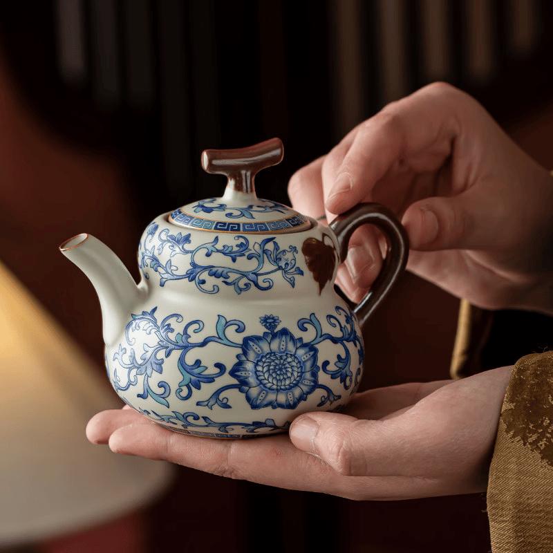 Ru Ware Blue and White Lotus Travel Tea Set