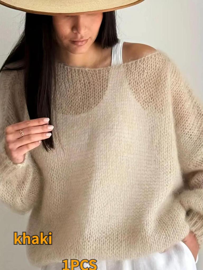 Cardigan tricotat casual larg pentru primăvară/toamnă pentru femei, supradimensionat, respirabil, plasă, de damă