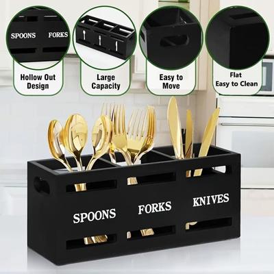 Wooden Kitchen Utensil Holder Space Saving Storage Rack Utensil Storage Box Table Countertop