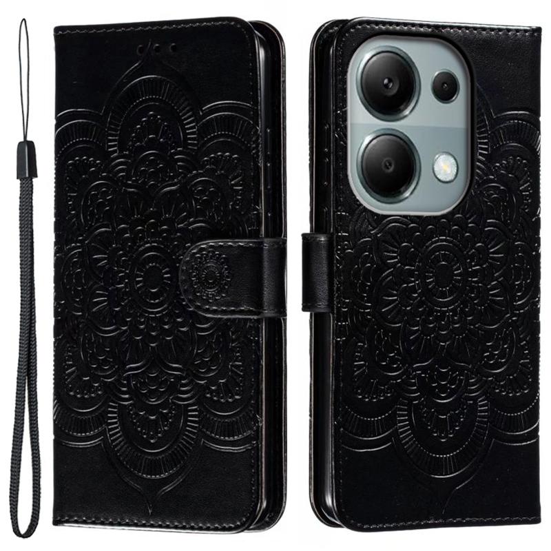 For Xiaomi Poco M6 Pro 4G/Redmi Note 13 Pro 4G Case PU Leather Mandala Imprinted Design Wallet Phone Cover