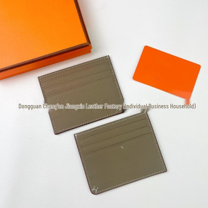 2025 Lychee Grain Leather Card Holder – Large Capacity with Multi-Card Slots and Coin Pocket.