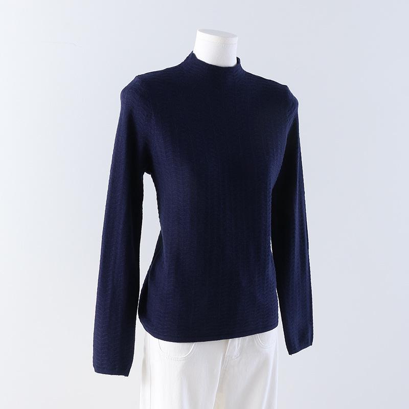 Women s High-Neck Textured Slimming Knit Top - Autumn/Winter Collection One Size