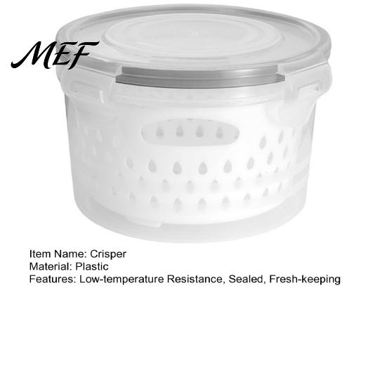 Food-grade Plastic Storage Round Fruit Vegetable Container, 2-Layer Food-Grade PP Crisper with Kitchen Solution Drain Basket, Leak-Proof