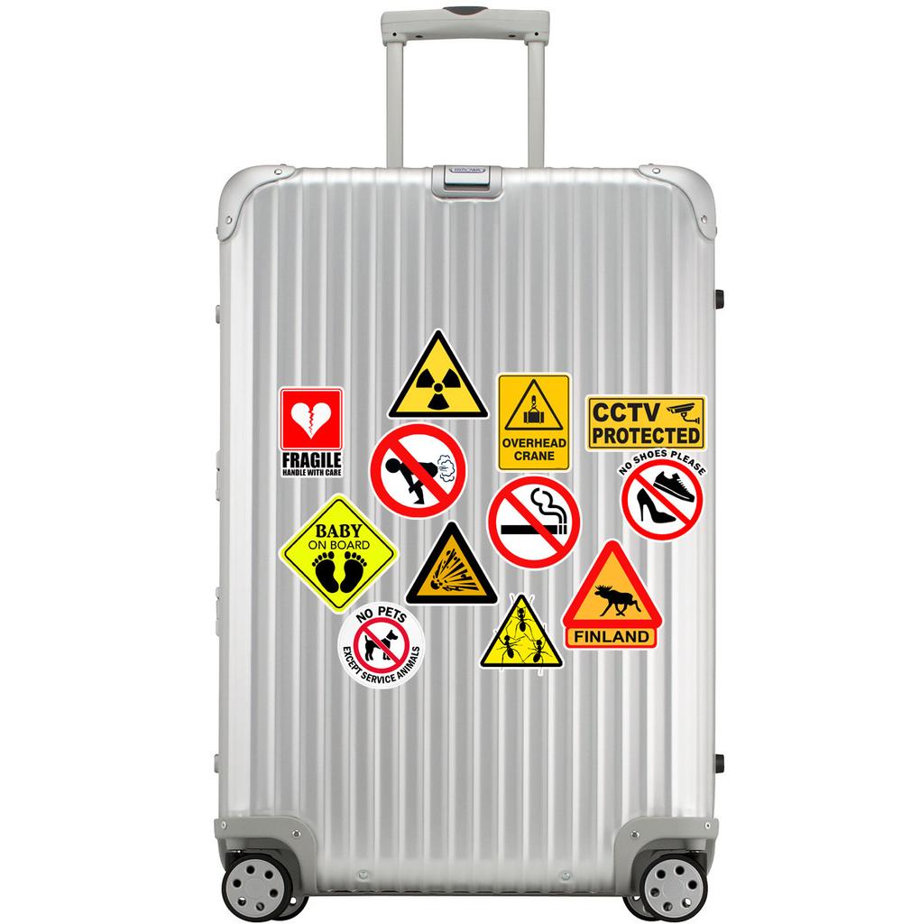 50 Waterproof and Removable Warning Warning Signs Luggage Trolley Case Motorcycle Car Stickers Waterproof Graffiti Stickers Removable