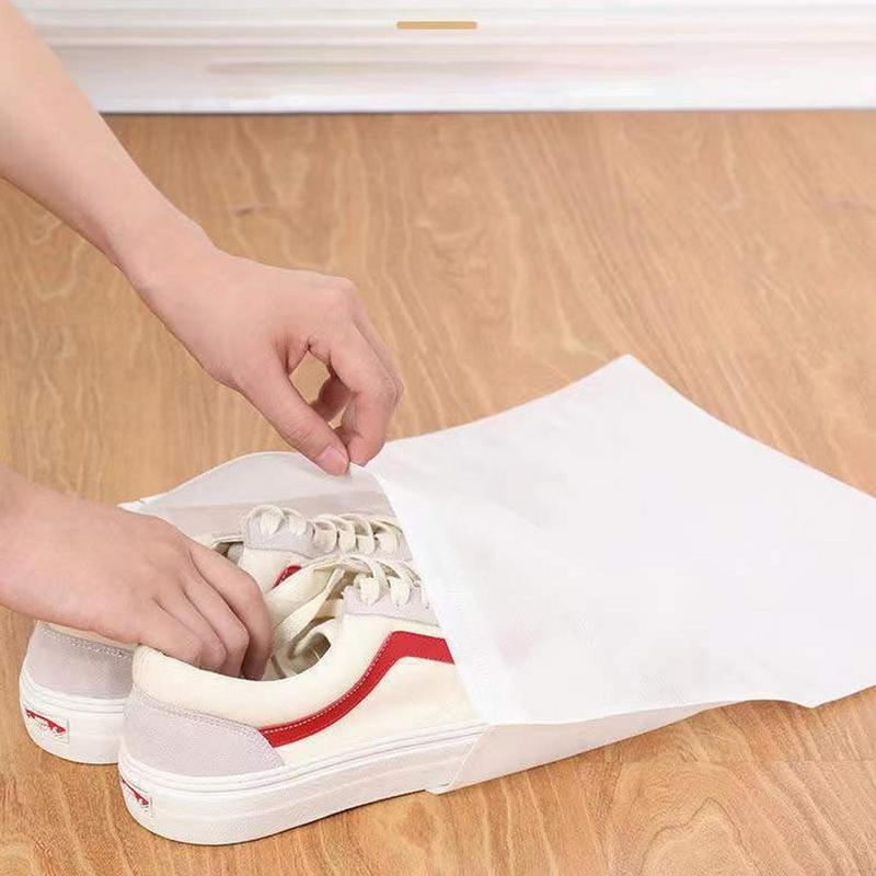 50 st Skopåsar med dragsko Anti-gulnande Dammtäta Skopåsar För Resor Non-woven Förvaringspåse Med Dragsko För Skor Stövlar