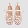 Fashion Summer White Pearl Decoration Mesh Embroidery Ballet Flats Women Elegant String Bead Flat Sandals Light Mary Jane Designer Shoes