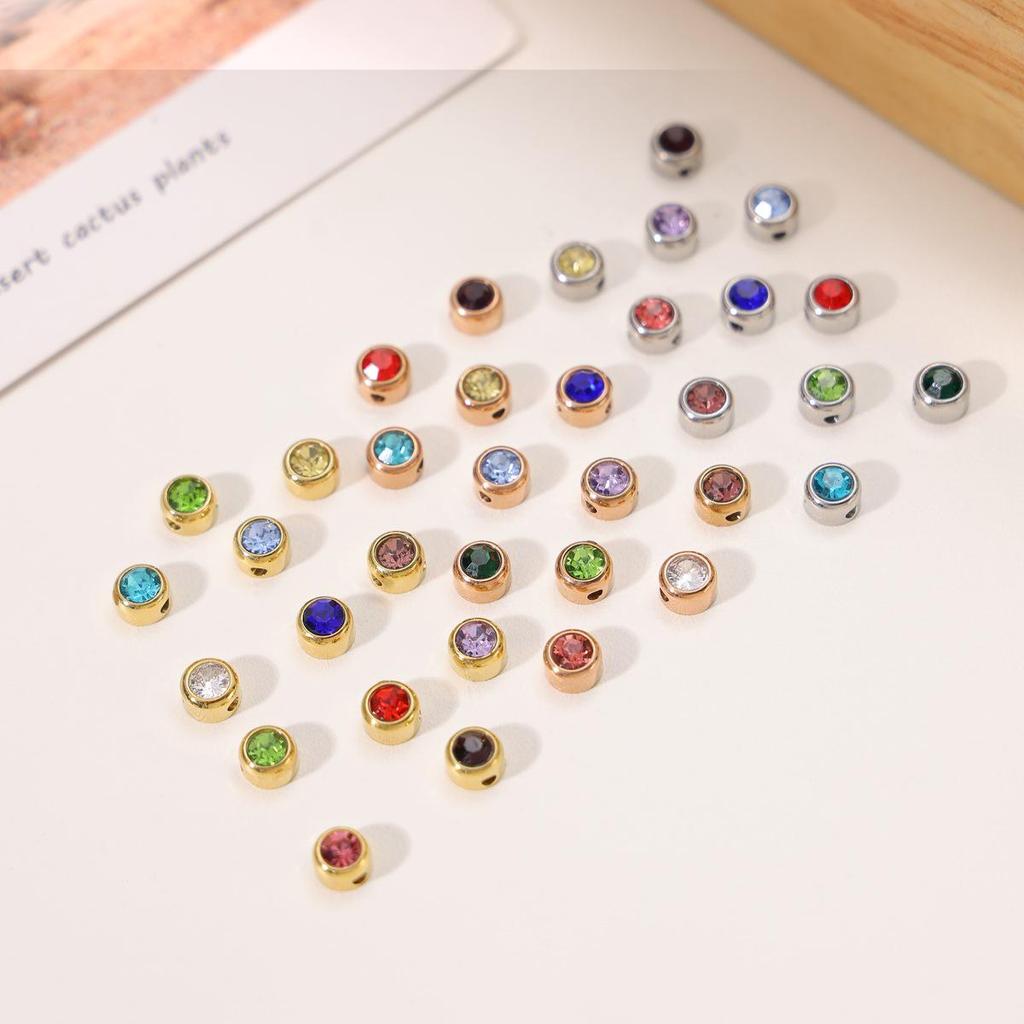 Stainless Steel Rhinestone Inlaid Necklace and Bracelet DIY Round Pendant Charms