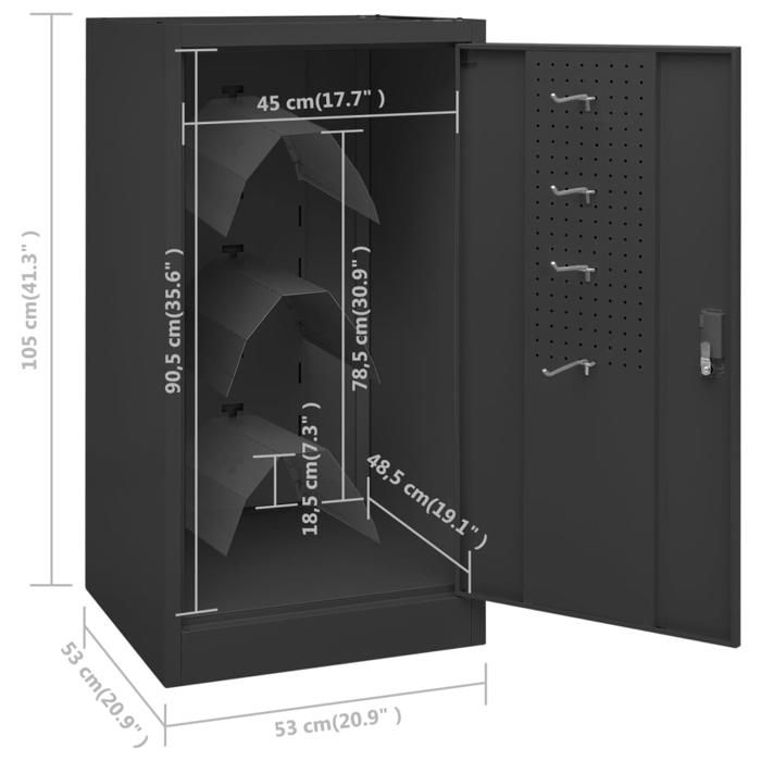 VidaXL Armoire à selles Anthracite 53x53x105 cm Acier 339606