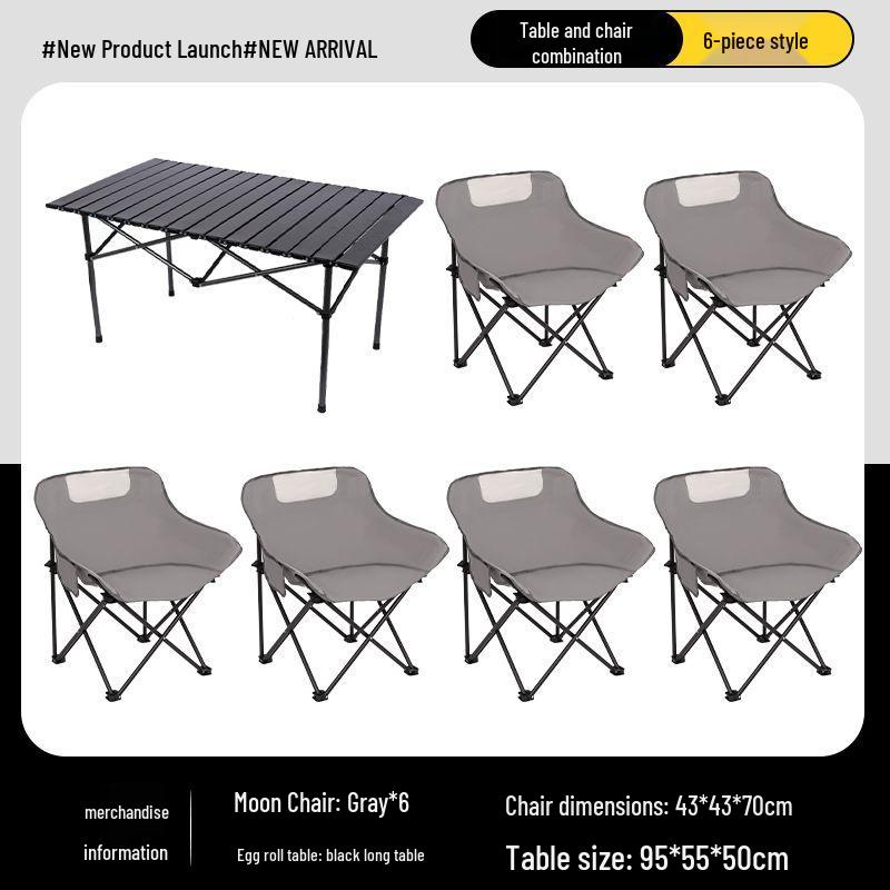 Outdoor Folding Camping Table & High-Back Chair Set