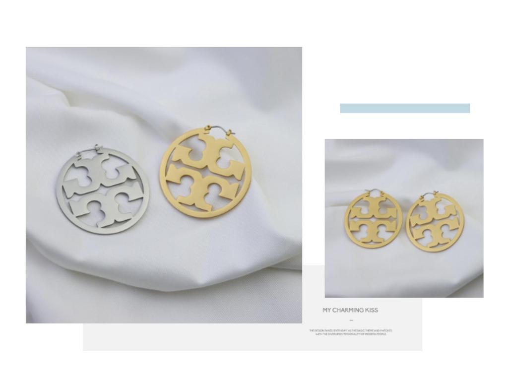 European & American Style Frosted Gold Retro Earrings: Luxurious Round Brass with Logo Design