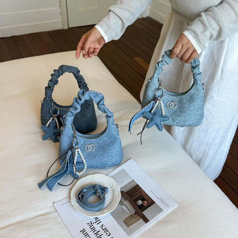 High-End Women's Denim Pleated Dumpling Tote Bag - Autumn/Winter 2026 Collection