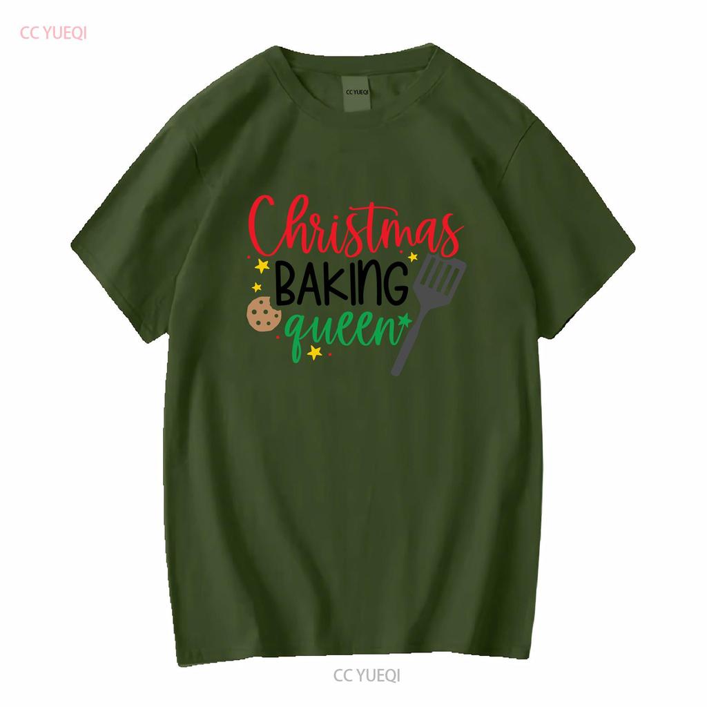 Christmas Baking Queen T Shirt Merry Funny Outfit For Her long or short sleeves vintage Washed Soft Stylish Casual Slightly