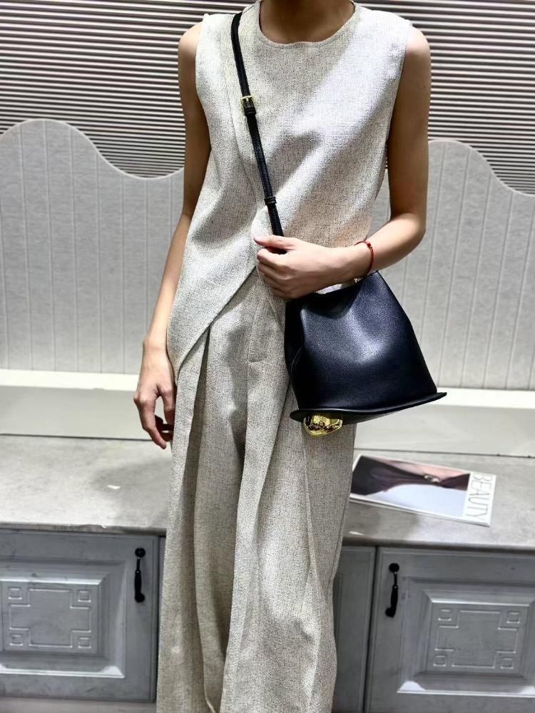 Stylish Irregular Bucket Tote Bag For Women High-end Metal Handle PU Leather Shoulder Crossbody Bags Female Wedding Purse Clutch