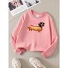 Felpa morbida da ragazza con girocollo, Stampa Fashion Hot Diggity Dachshund con Stampa carina e creativa, Casual e versatile per Autunno Inverno