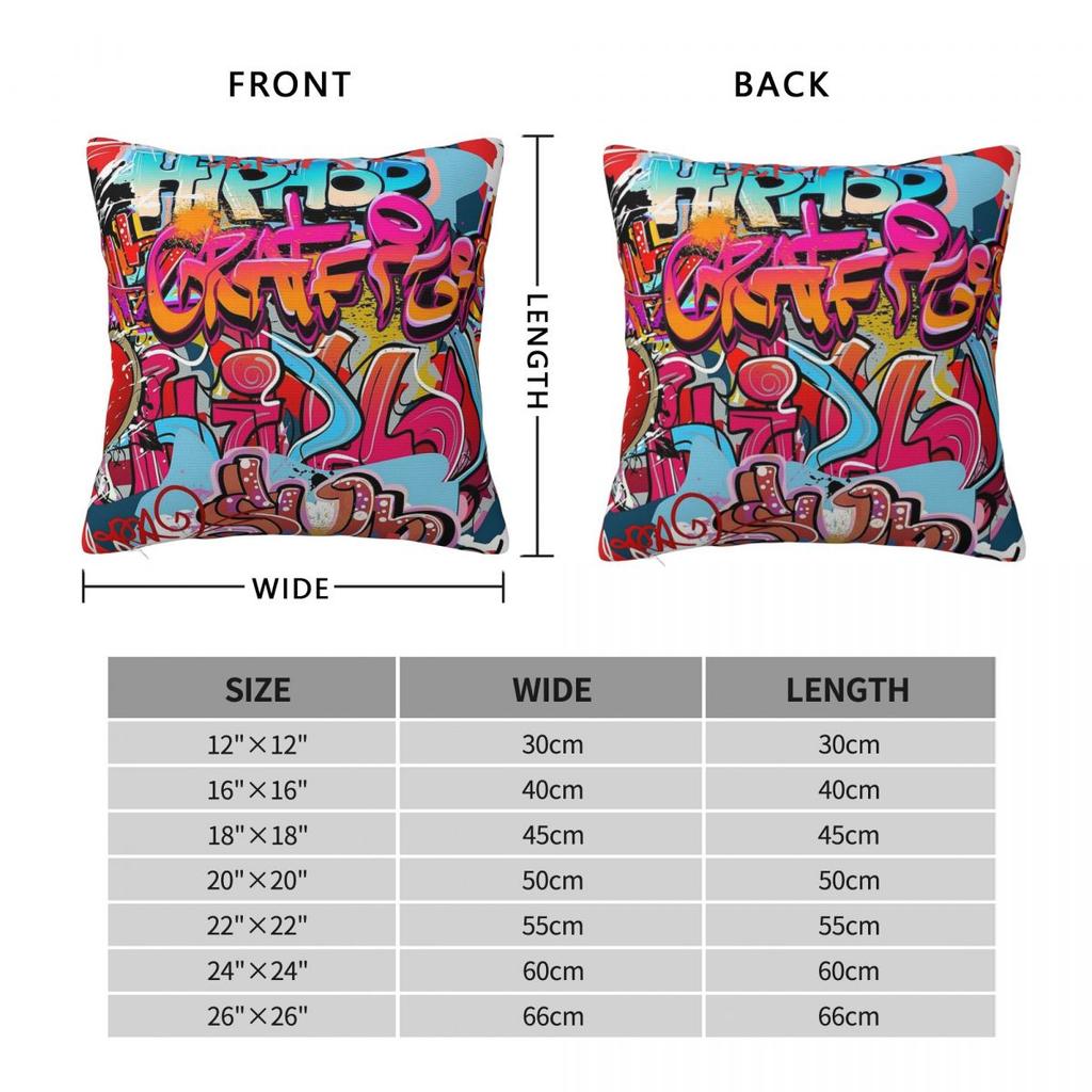 Graffiti Hip Hop Square Pillowcase Polyester Linen Velvet Pattern Zip Decor Throw Pillow Case Sofa Seater Cushion Cover 45X45