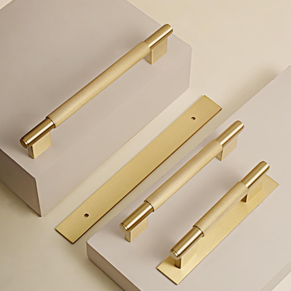 Dooroom Solid Brass Straight Grain Pattern Modern Style Cabinet Refrigerator Door Pull Drawer Knobs Hardware Handles
