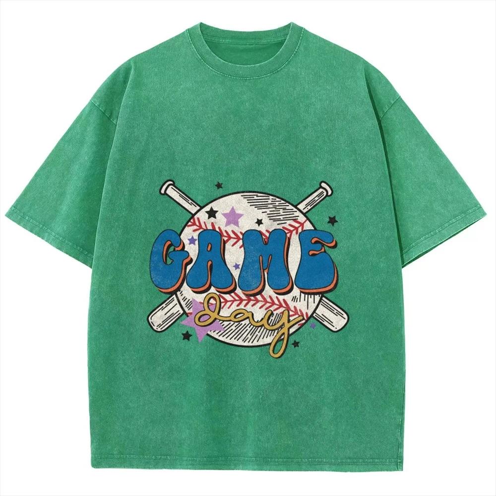 Washed Stylish Tee Y2K Style Short Sleeved American Graphic Trend T Shirt For Women and Men Overseas Cotton