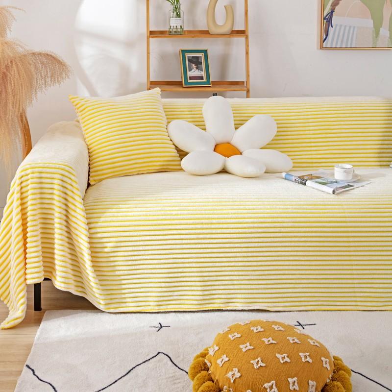 Double-Sided Retro Sofa Cover Nordic Sofa Cover Cotton Blanket Full Covered Non-Slip Sofa Cover Protective Cover
