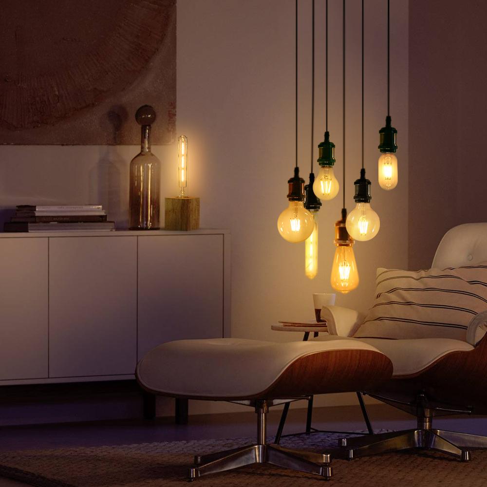 Bombiilas Filament LED Light Bulb Candle Light Glass Bulb Lampara LED Lamp Lighting Bedroom Warm Light E27 220V 240V ST64 A60 T45 G45 G80 G95
