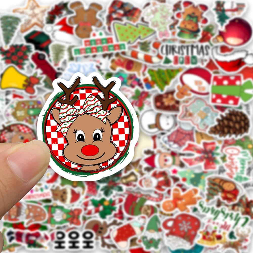 50pcs Santa Claus, Snowman & Reindeer Stickers for Phone Cases, Luggage, & Water Bottles - DIY Decoration