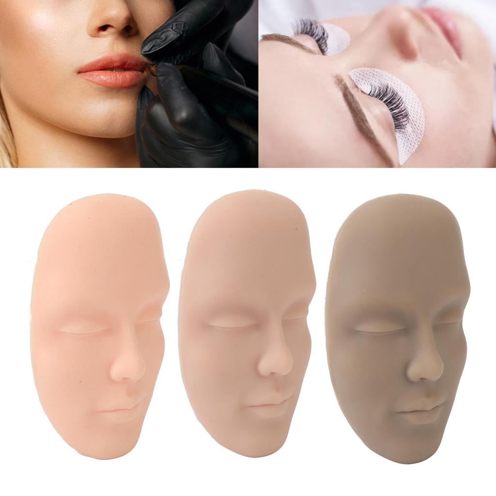 3pcs 5D Tattoo Practice Skin Head Silicone Realistic Semi Permanent Microblading Tattoo Training Facial Skin for Makeup