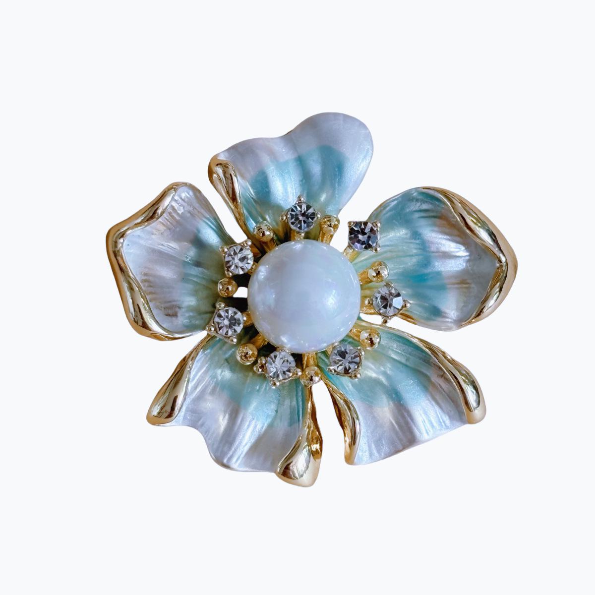 

Высококлассная брошь-цветок с жемчугом с золотым покрытием - Модный аксессуар в корейском и японском стиле