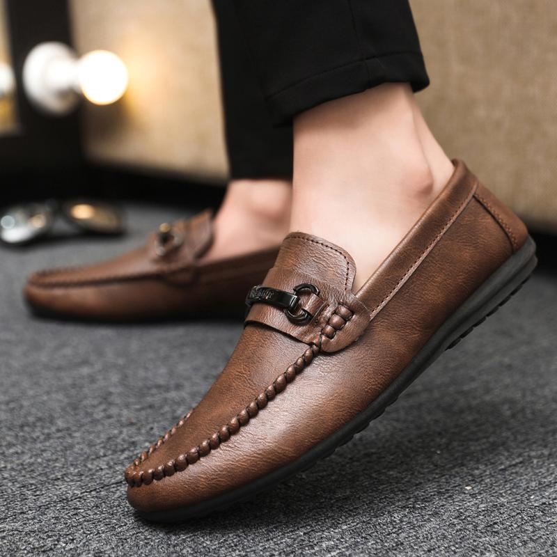 Social Shoe for Men Leather Casual Dress Shoes Man Spring Autumn Pointed Toe Party Luxury Designer Legitimate Business Black New