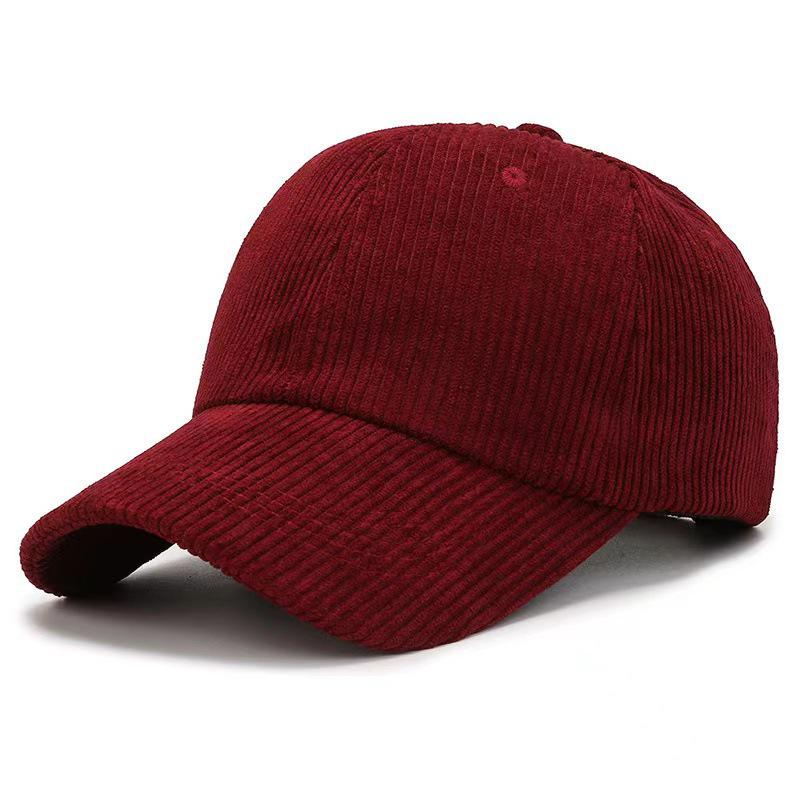 Men's & Women's Japanese Style Corduroy Baseball Cap - Autumn/Winter, Solid Color, Versatile Casual with Sun Protection