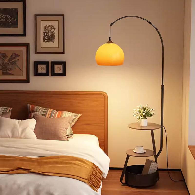 Yuzu Style Vintage Floor Lamp with Storage - Retro American Living Room, Bedroom, or Study Accent Lamp