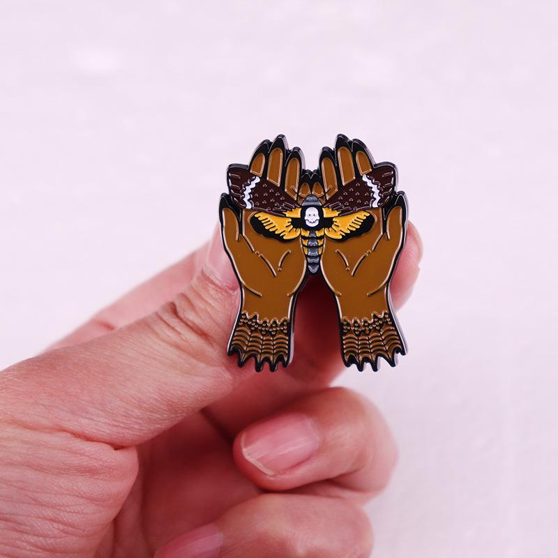 Ghost Face Moth Brooch Enamel Pin