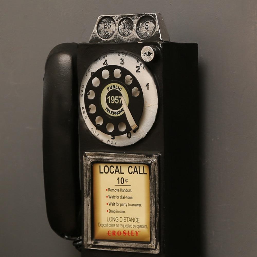 Old-fashioned Telephone Model Wall-Mounted Booth Telephone Figurine  Photography Props