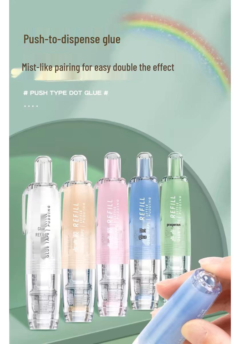 Press-Activated Glue Dots: High Viscosity, Transparent, Traceless Double-Sided Tape with Refillable Glue Pen for Journals & Stickers