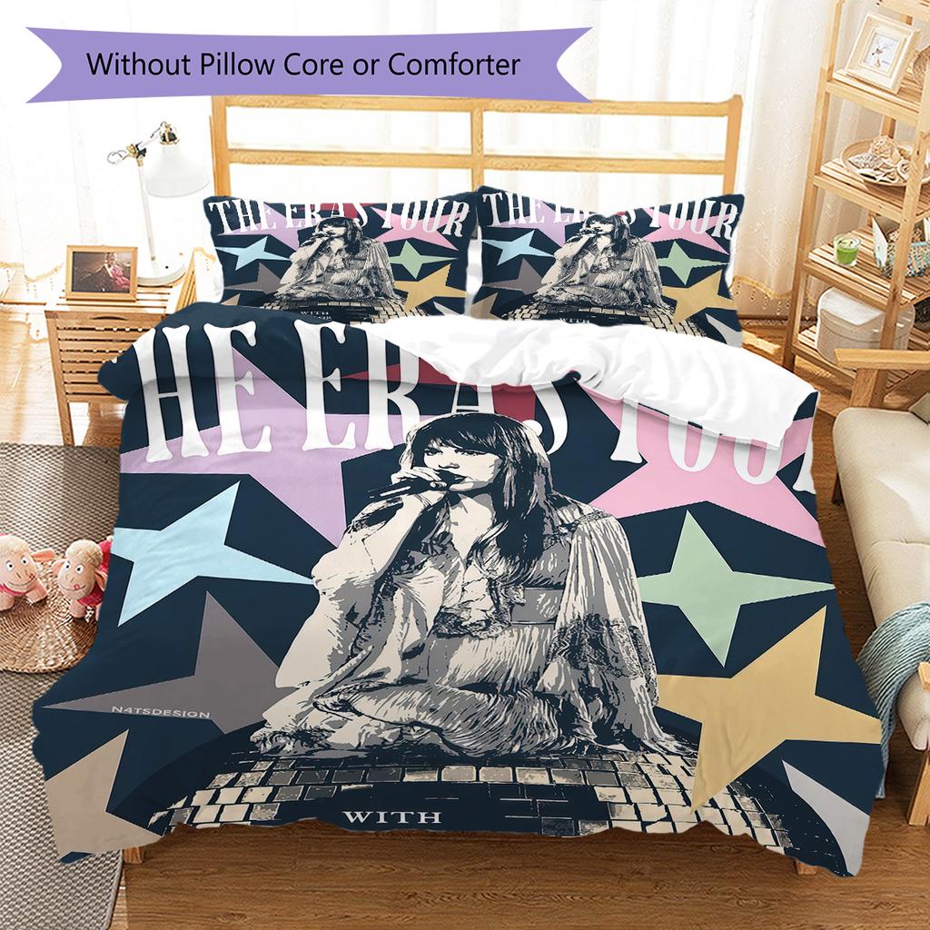Famous Singer  Pattern Bedding Quilt Set Quilt Cover Pillowcase Home Decoration Birthday Gift (1 * Duvet Cover + 2 * Pillowcase, Without Core)