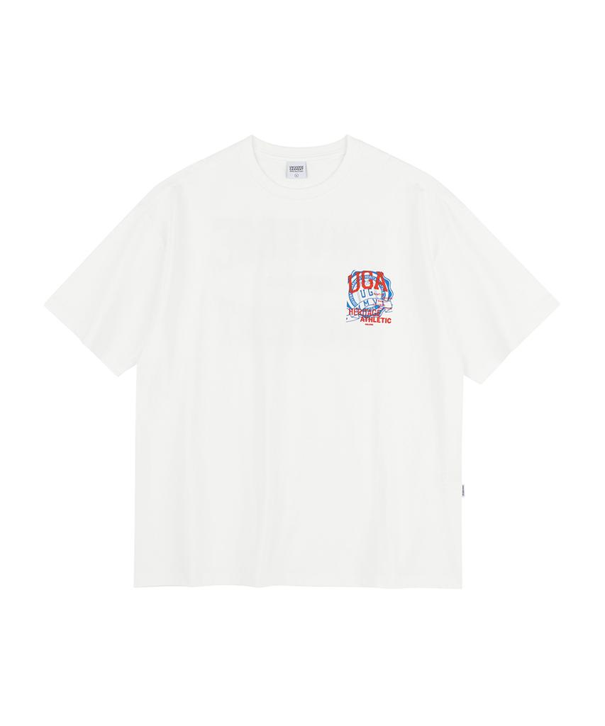 Yunibeoseugameonteu Ug Retro Two-Tone Emblem T-Shirt_White